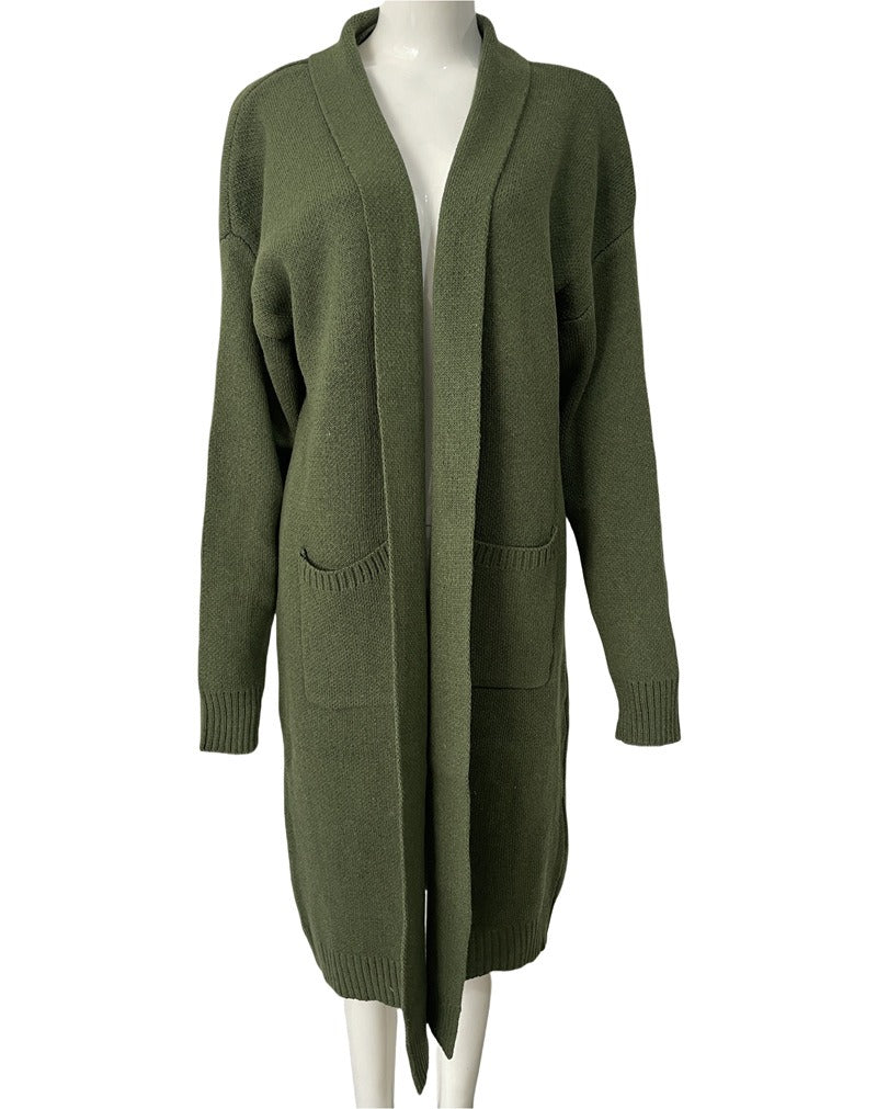 Women’s Merino Wool Cardigan – 100% Wool Open-Front Knit with Pockets