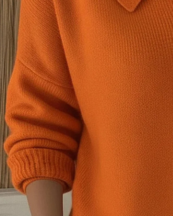 Women’s Collared Knit Sweater – Polyester Button Detail Jumper