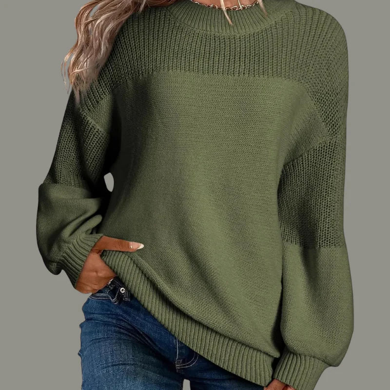 Women’s Knit Sweater – Loose Fit Polyester Blend Jumper with Stretch