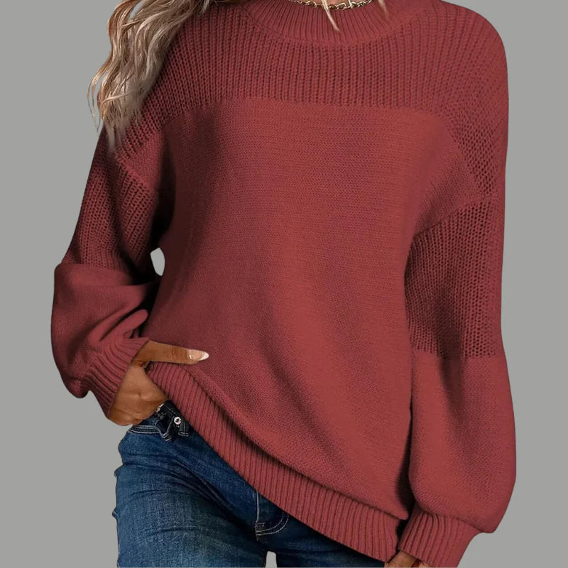 Women’s Knit Sweater – Loose Fit Polyester Blend Jumper with Stretch