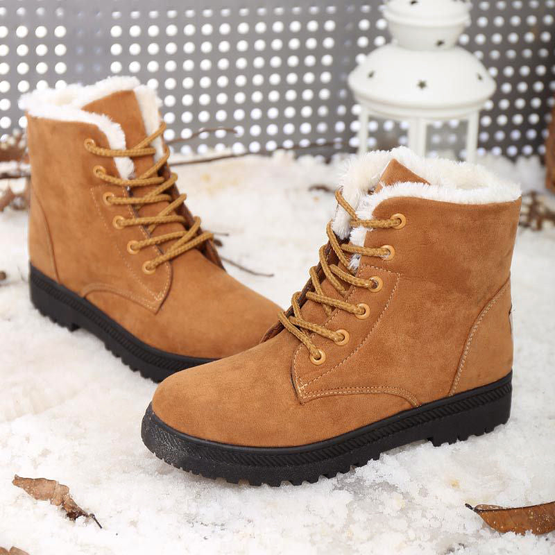 Ankle Winter Boots for Women – Faux Fur Lined Lace-Up Boots with Grip Sole for Warm, Everyday Cold Weather Wear