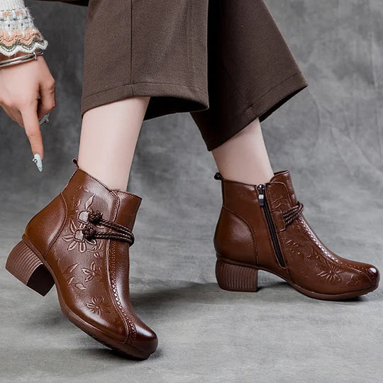 Leather Ankle Boots for Women – Comfortable Zip Boots for Everyday Spring Wear