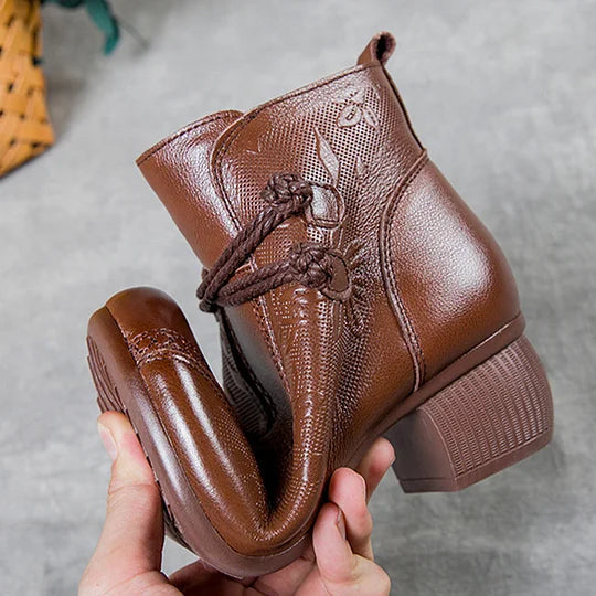 Leather Ankle Boots for Women – Comfortable Zip Boots for Everyday Spring Wear