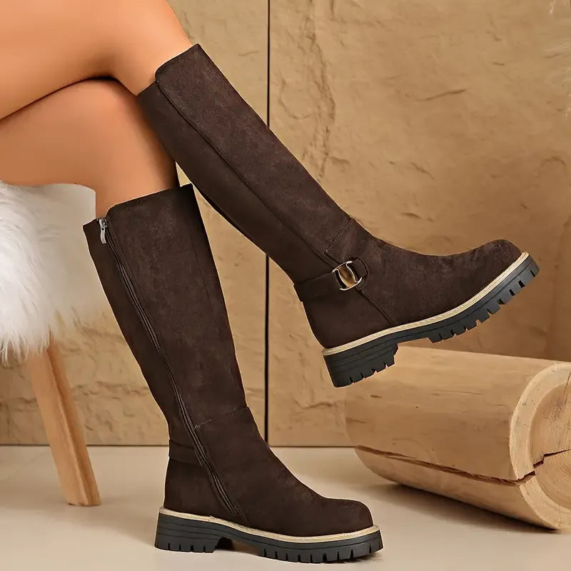 Knee High Boots for Women – Comfortable Pull-On Boots with Non-Slip Sole for Everyday Wear