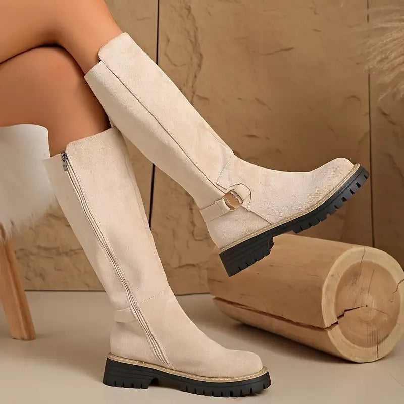 Knee High Boots for Women – Comfortable Pull-On Boots with Non-Slip Sole for Everyday Wear