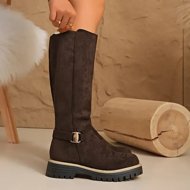 Knee High Boots for Women – Comfortable Pull-On Boots with Non-Slip Sole for Everyday Wear