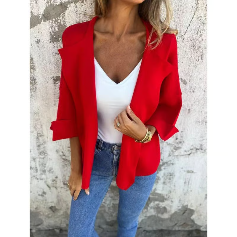 Casual Jacket for Women – Snap Button Jacket with Structured Collar for Everyday Wear