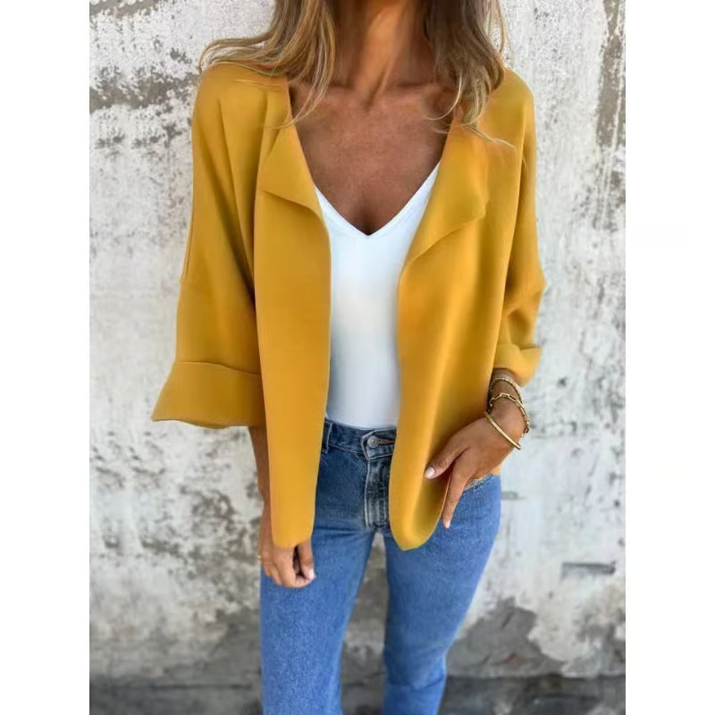Casual Jacket for Women – Snap Button Jacket with Structured Collar for Everyday Wear
