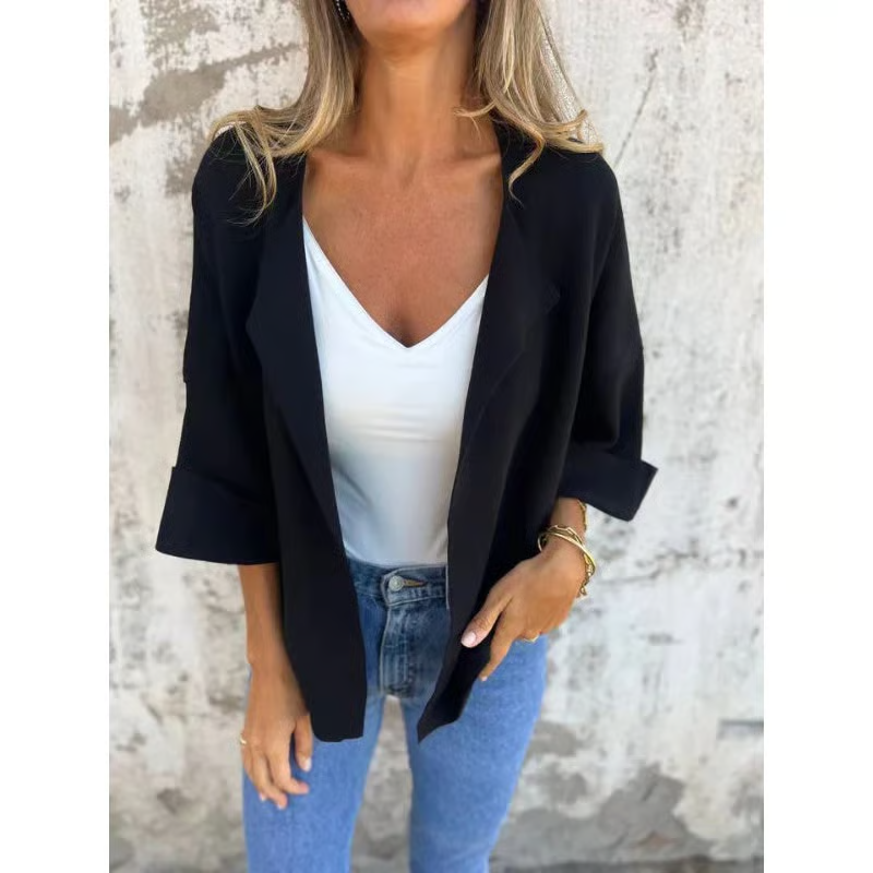 Casual Jacket for Women – Snap Button Jacket with Structured Collar for Everyday Wear