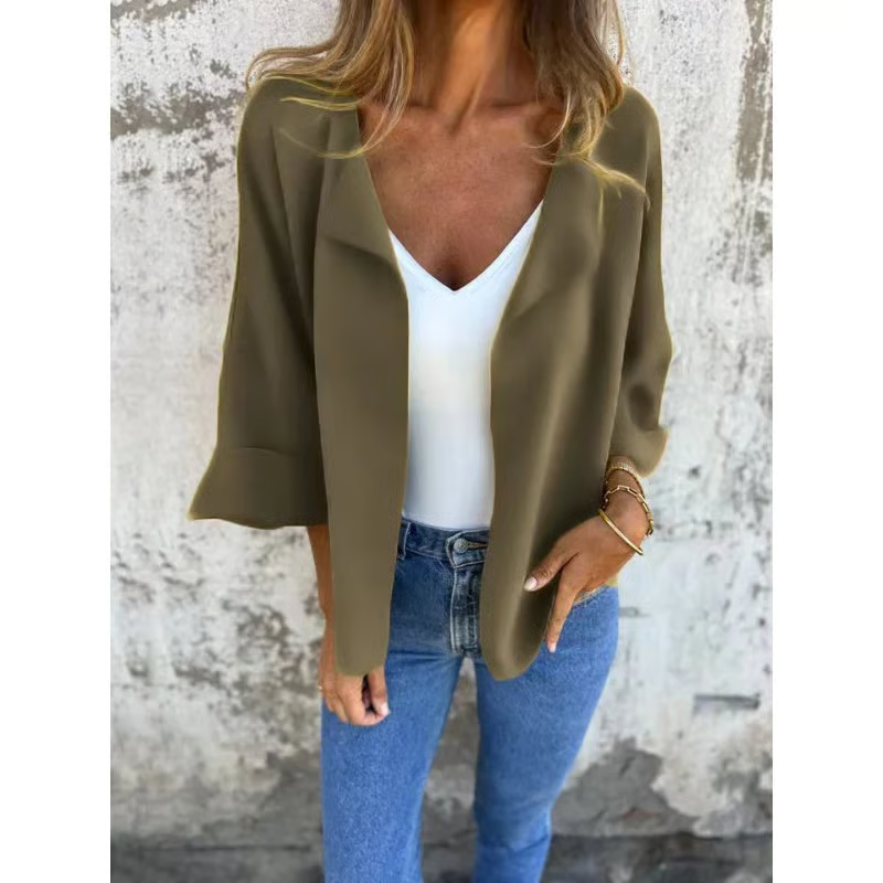 Casual Jacket for Women – Snap Button Jacket with Structured Collar for Everyday Wear