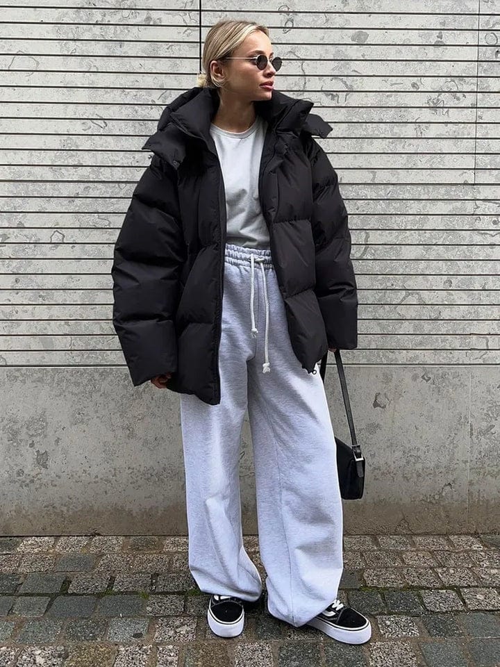 Women’s Oversized Quilted Puffer Jacket – High Collar Winter Coat for Maximum Warmth
