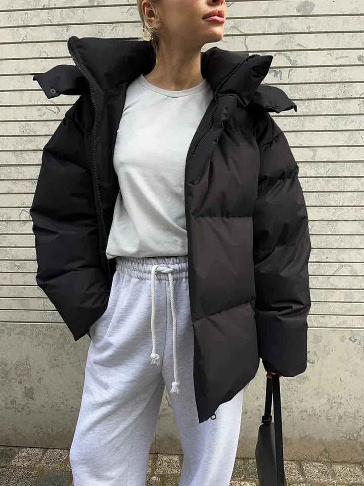Women’s Oversized Quilted Puffer Jacket – High Collar Winter Coat for Maximum Warmth