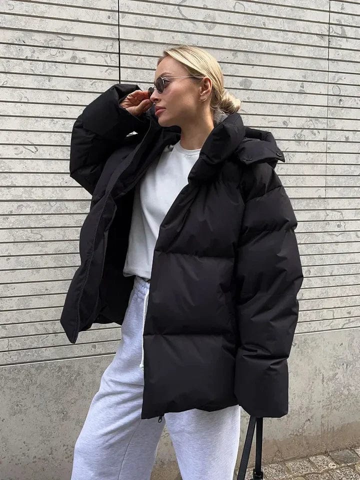 Women’s Oversized Quilted Puffer Jacket – High Collar Winter Coat for Maximum Warmth