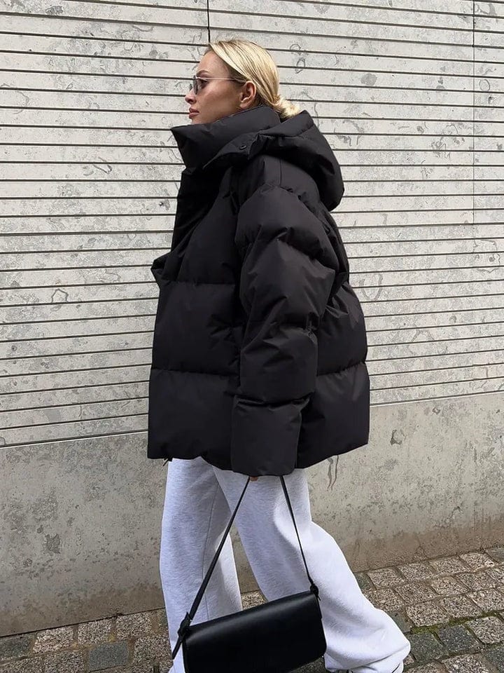 Women’s Oversized Quilted Puffer Jacket – High Collar Winter Coat for Maximum Warmth