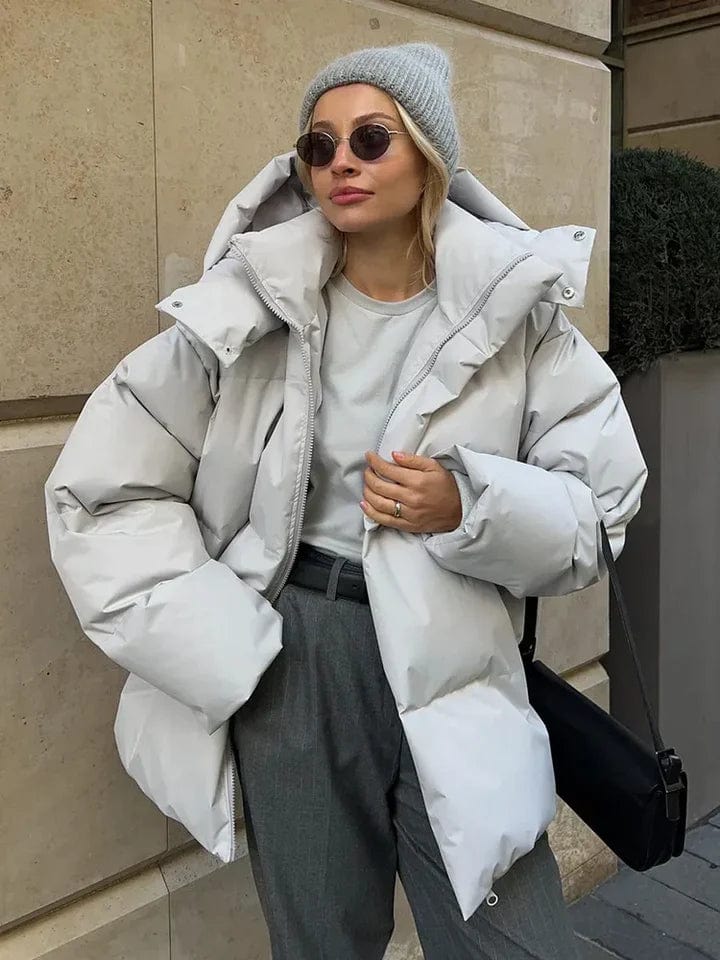 Women’s Oversized Quilted Puffer Jacket – High Collar Winter Coat for Maximum Warmth