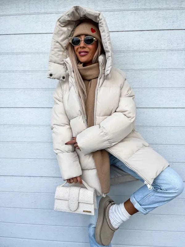 Women’s Oversized Quilted Puffer Jacket – High Collar Winter Coat for Maximum Warmth