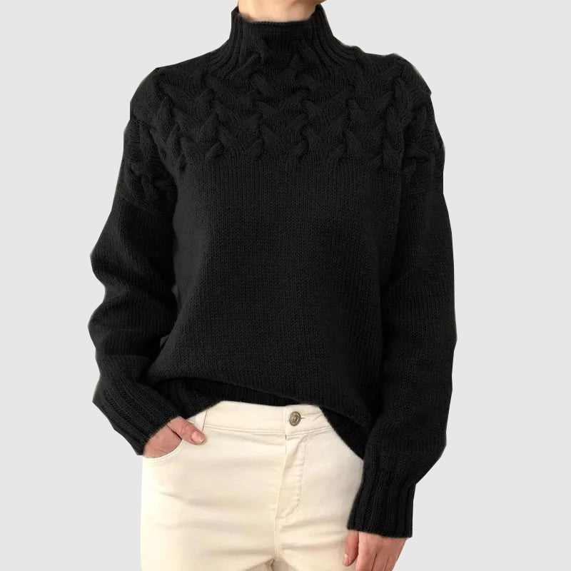 Women’s Cable Knit Turtleneck Sweater – Winter Pullover Knitwear