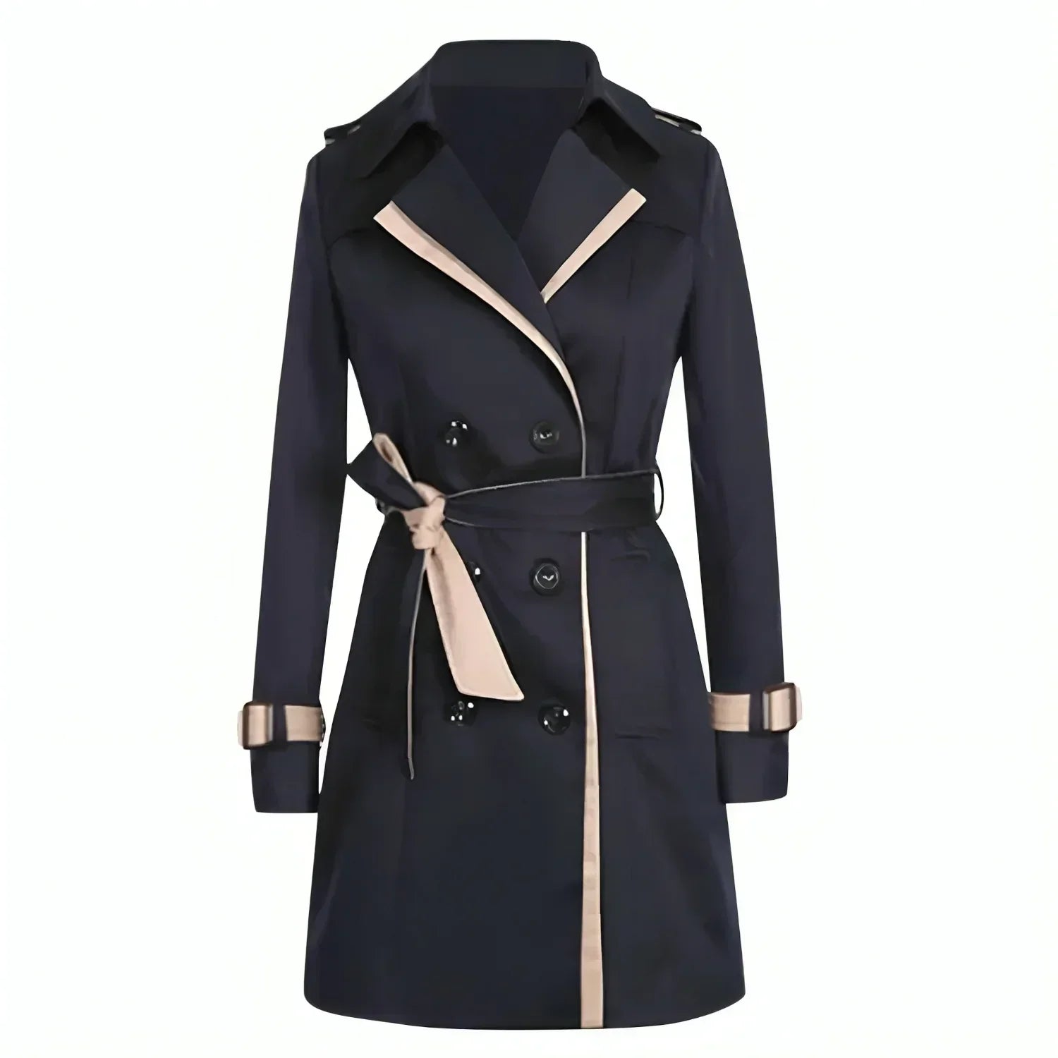 Women’s Belted Double-Breasted Trench Coat – Classic Tailored Outerwear for Spring & Autumn