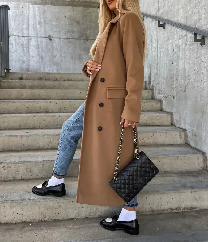 Elegant Double-Breasted Belted Winter Coat