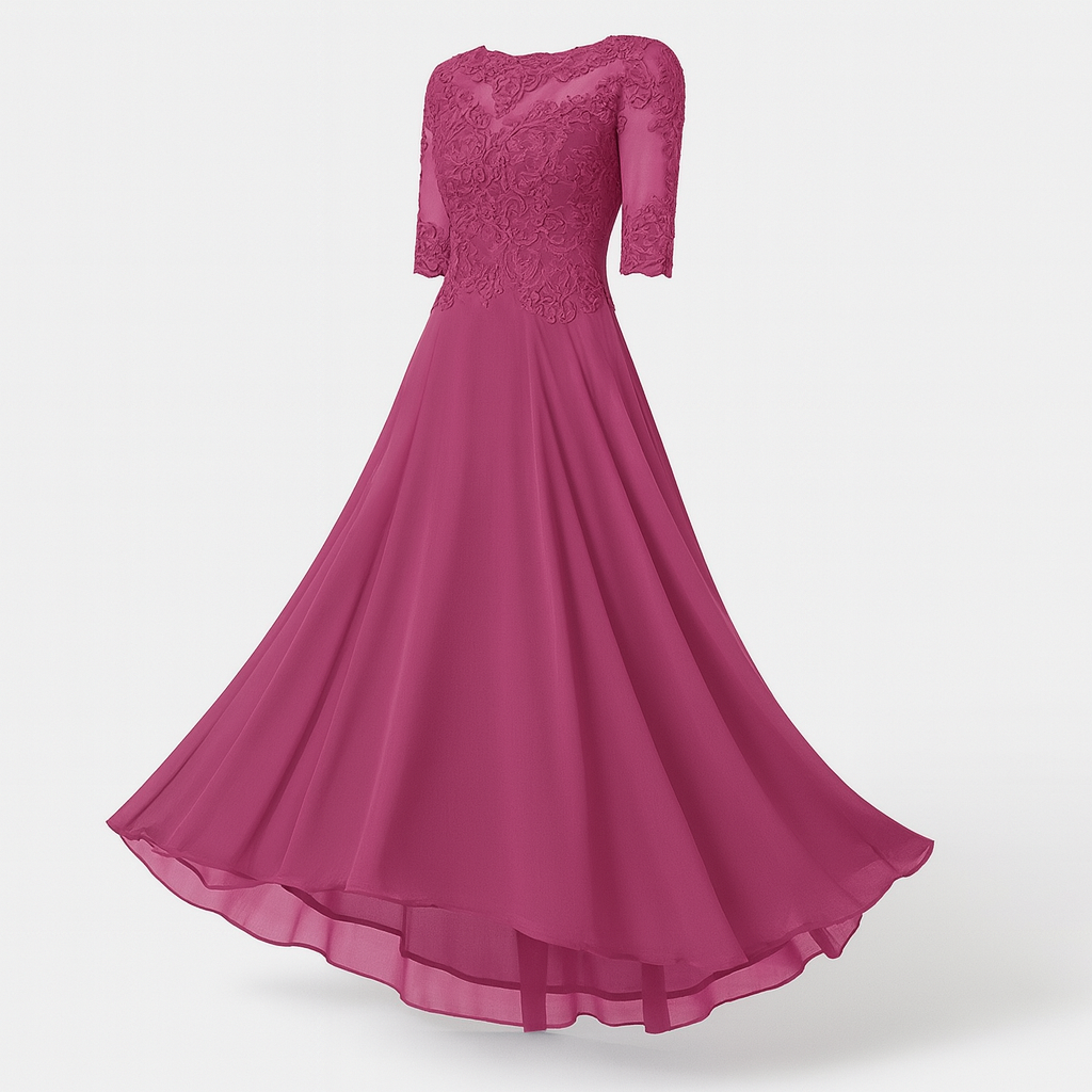 Women's Evening Dress Havana - Elegant Long Dress with Lace and Silhouette Highlighting Cut for Festive Occasions