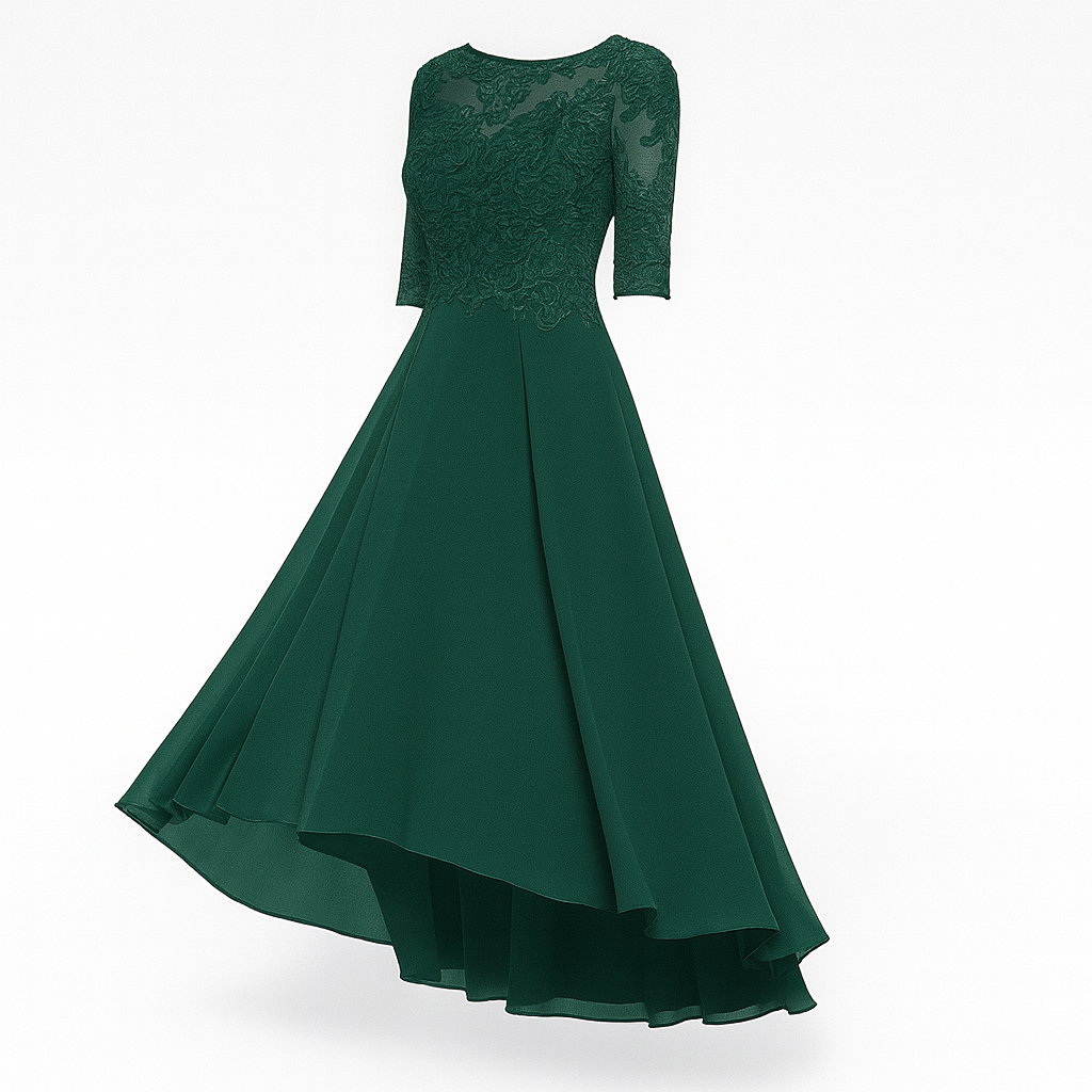 Women's Evening Dress Havana - Elegant Long Dress with Lace and Silhouette Highlighting Cut for Festive Occasions