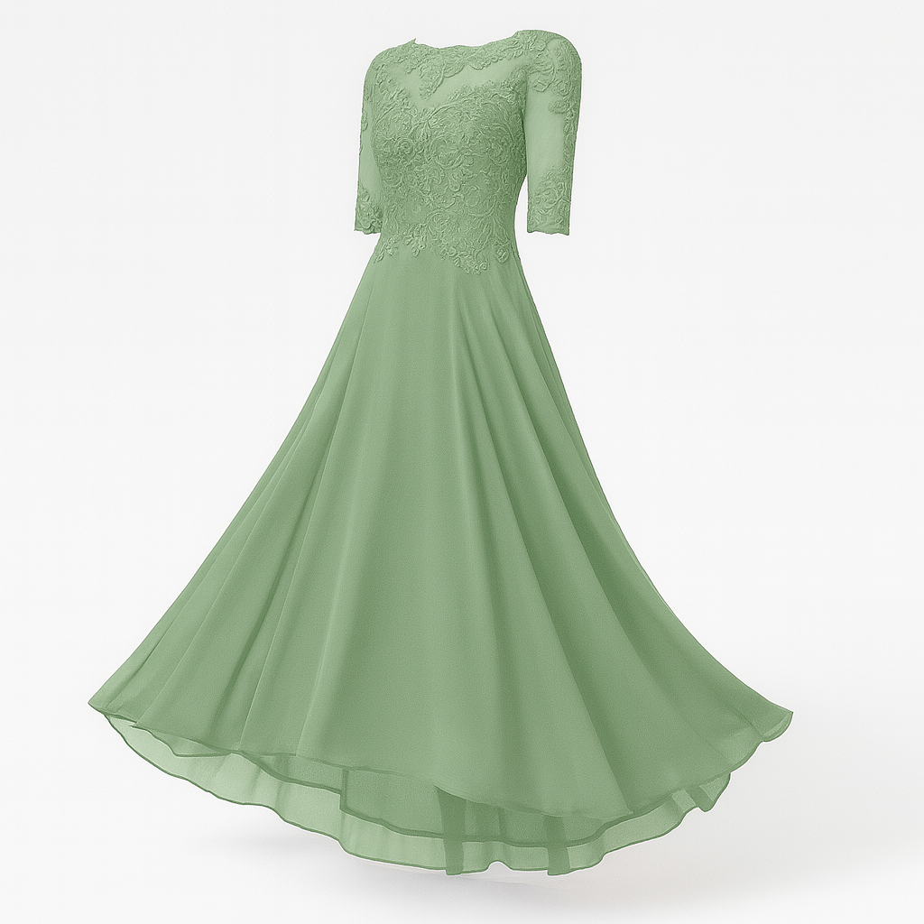 Women's Evening Dress Havana - Elegant Long Dress with Lace and Silhouette Highlighting Cut for Festive Occasions