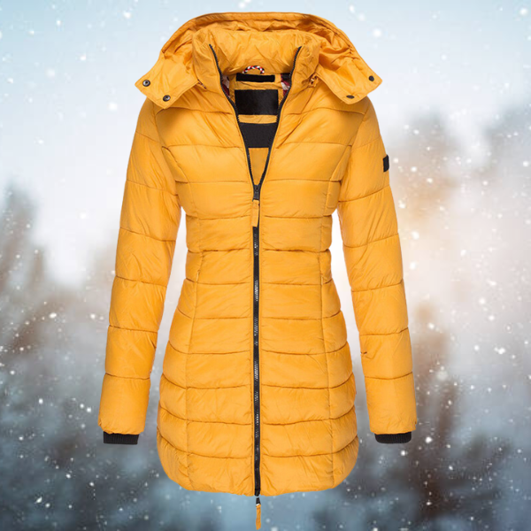 Women’s Long Hooded Winter Puffer Jacket – Warm & Lightweight