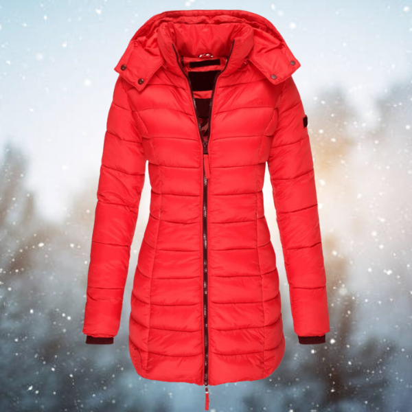 Women’s Long Hooded Winter Puffer Jacket – Warm & Lightweight