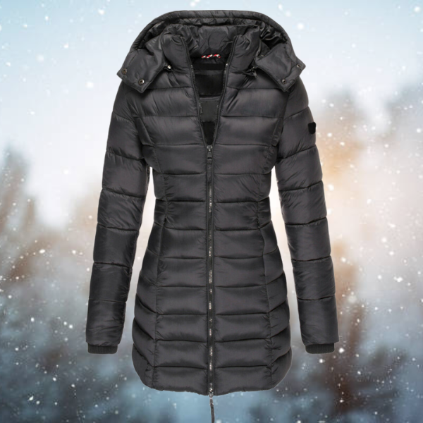 Women’s Long Hooded Winter Puffer Jacket – Warm & Lightweight