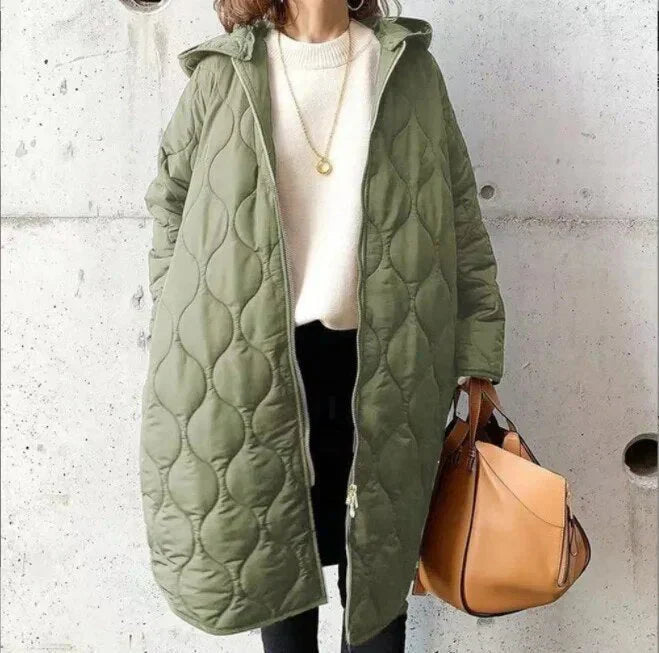 Quilted Hooded Winter Coat – Lightweight Longline Warm Jacket for Women