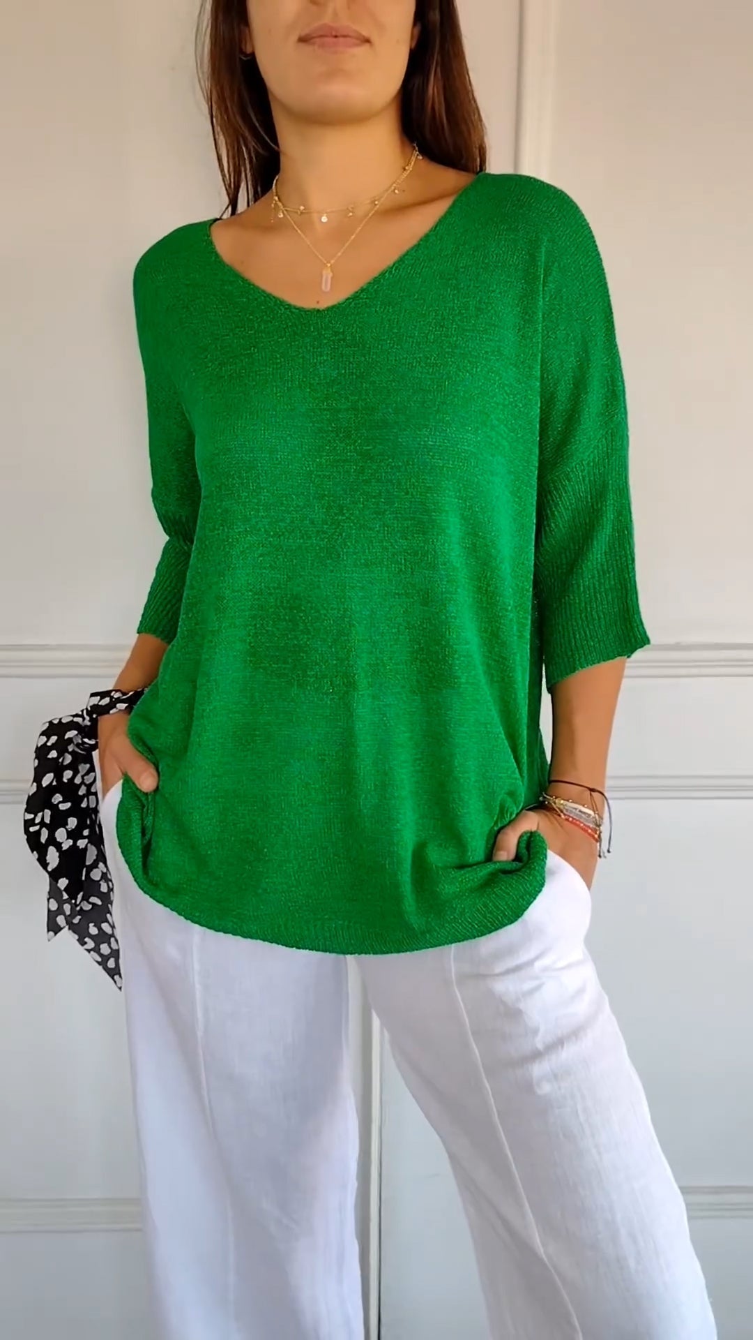 Women’s V-Neck Relaxed Fit Top – Lightweight Casual Knit
