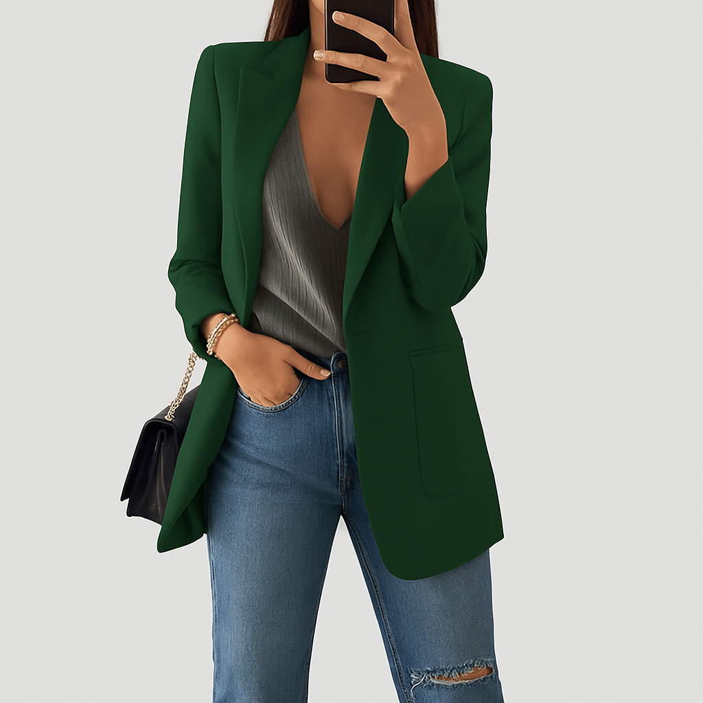 Women's long blazer in khaki MODA