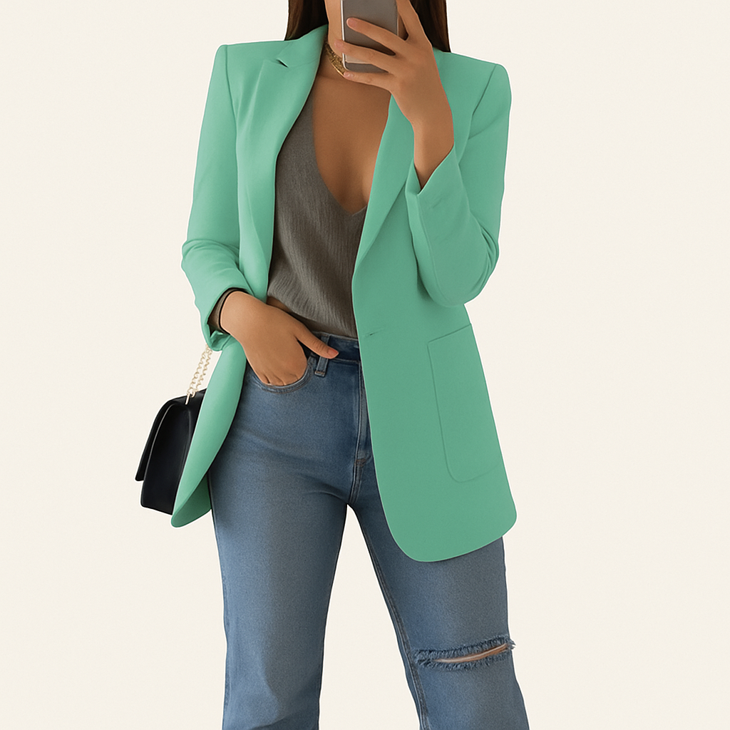 Women's long blazer in khaki MODA
