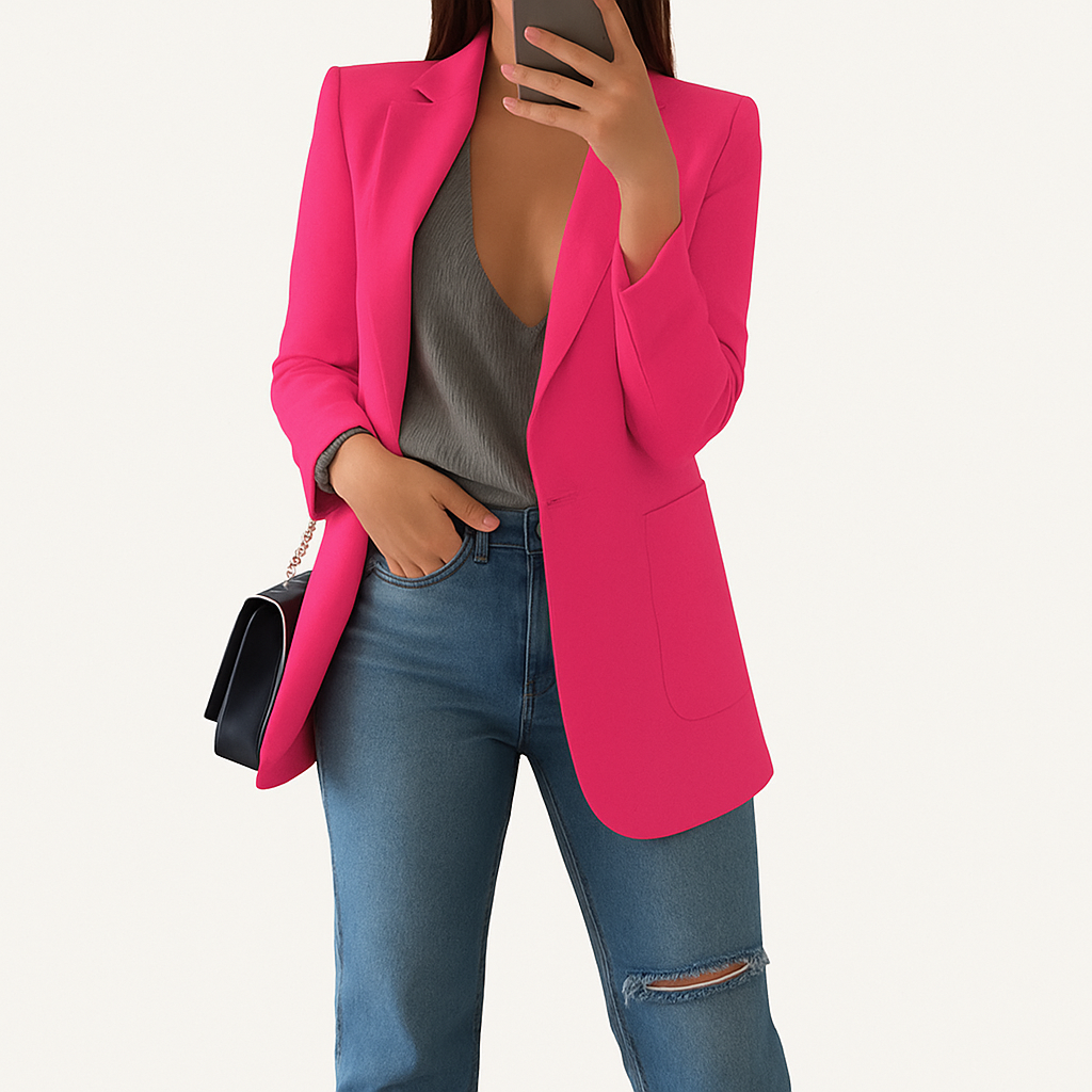 Women's long blazer in khaki MODA