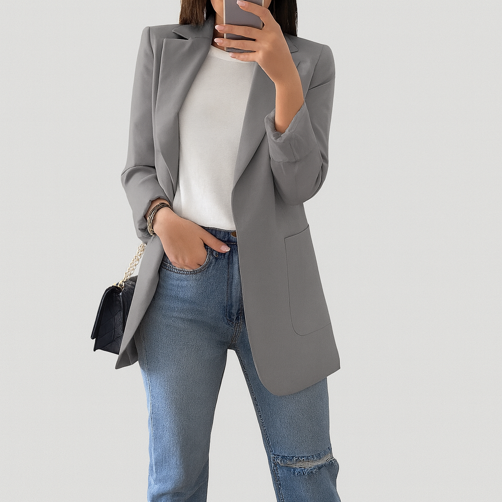 Women's long blazer in khaki MODA