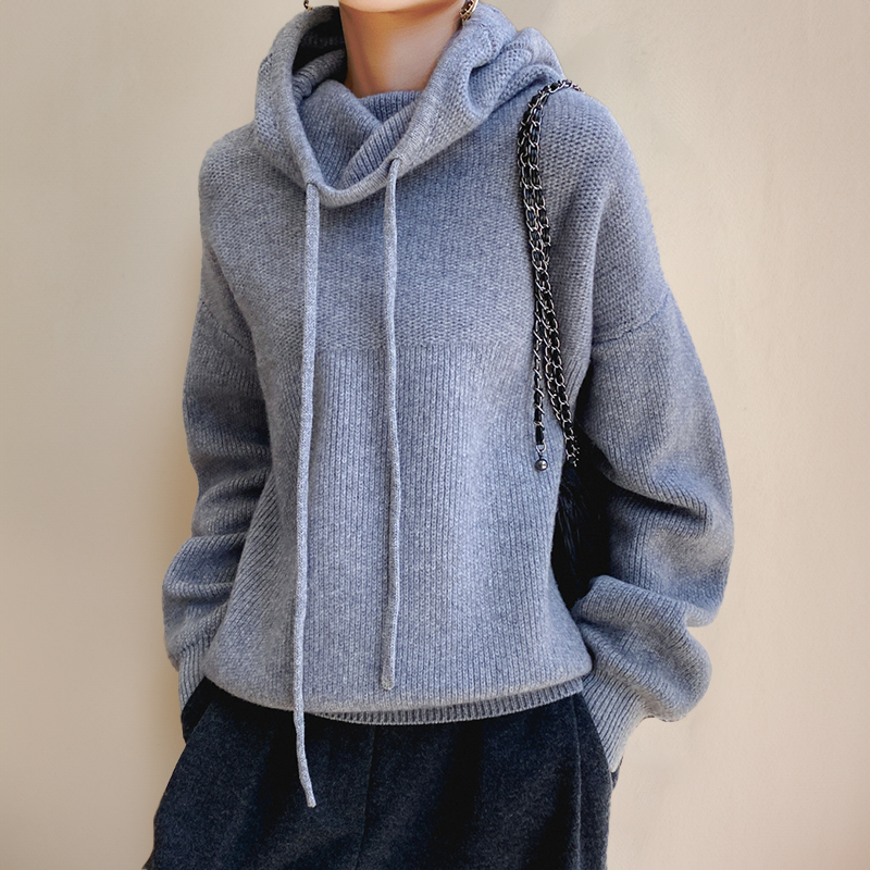 Women’s Oversized Turtleneck Jumper – Cozy Knit Sweater with Drawstrings