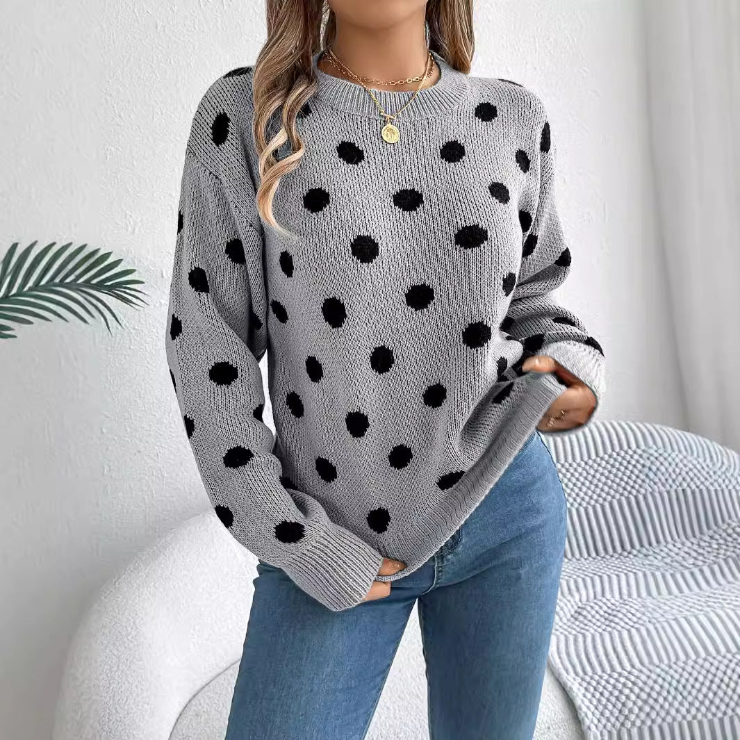 Women’s Polka Dot Knit Jumper – Cozy Sweater with Playful Design