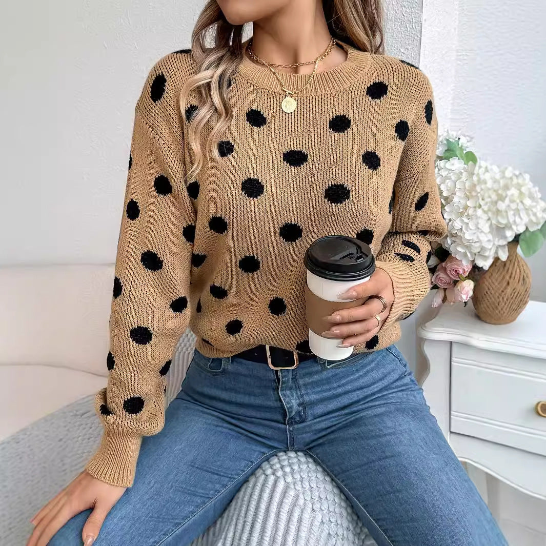 Women’s Polka Dot Knit Jumper – Cozy Sweater with Playful Design