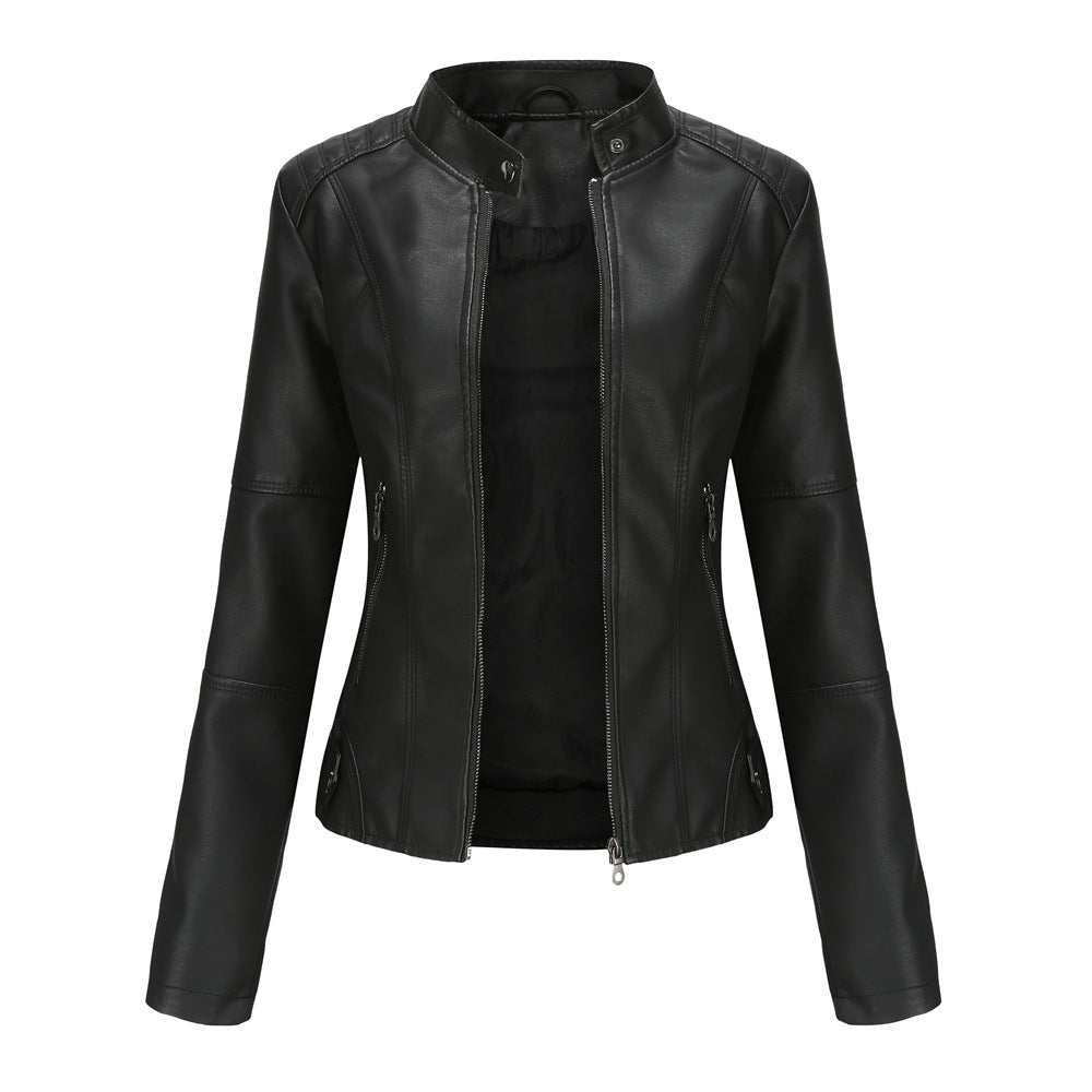 Collarless Biker Jacket