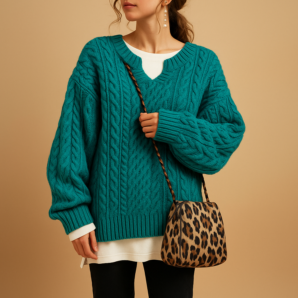 Oversized Cable Knit Sweater for Women