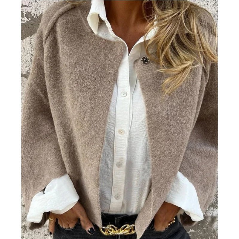 Women’s Cropped Mid-Season Jacket – Soft Polyester Blend Spring & Autumn Coat