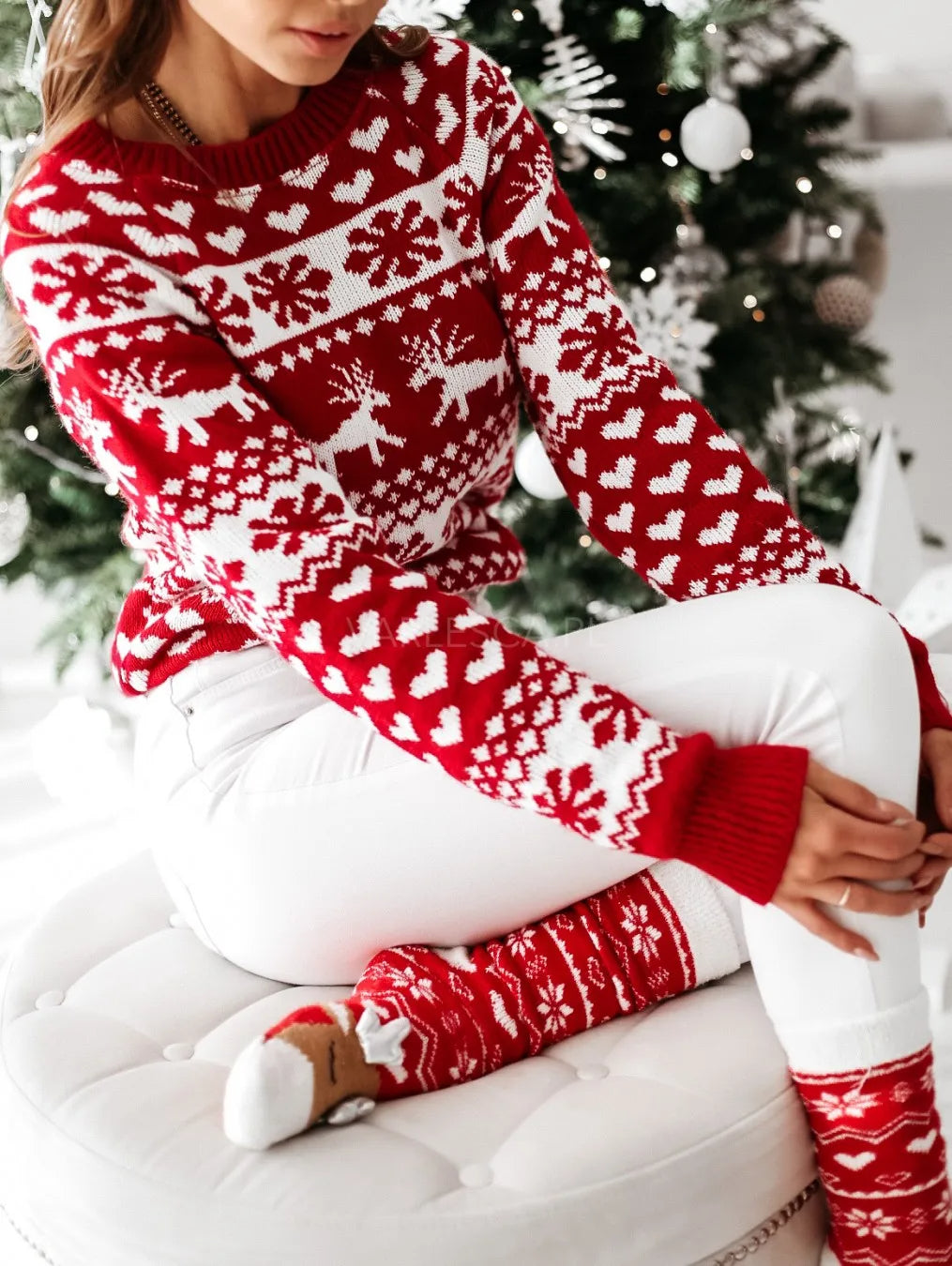 Knitted Christmas sweater for Women - Lilac