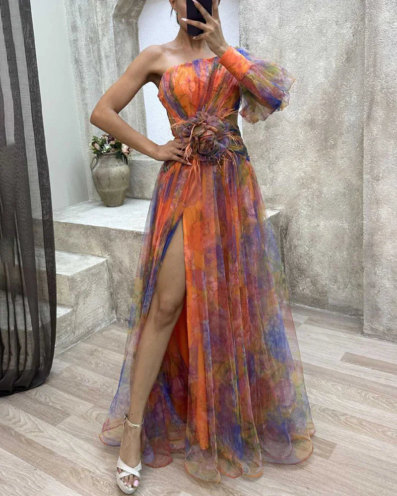 Eunice Women's Evening Long Dress - Elegant maxi dress in lightweight material for summer
