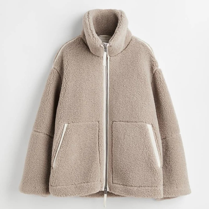 Oversized Sherpa Zip-Up Jacket for Women