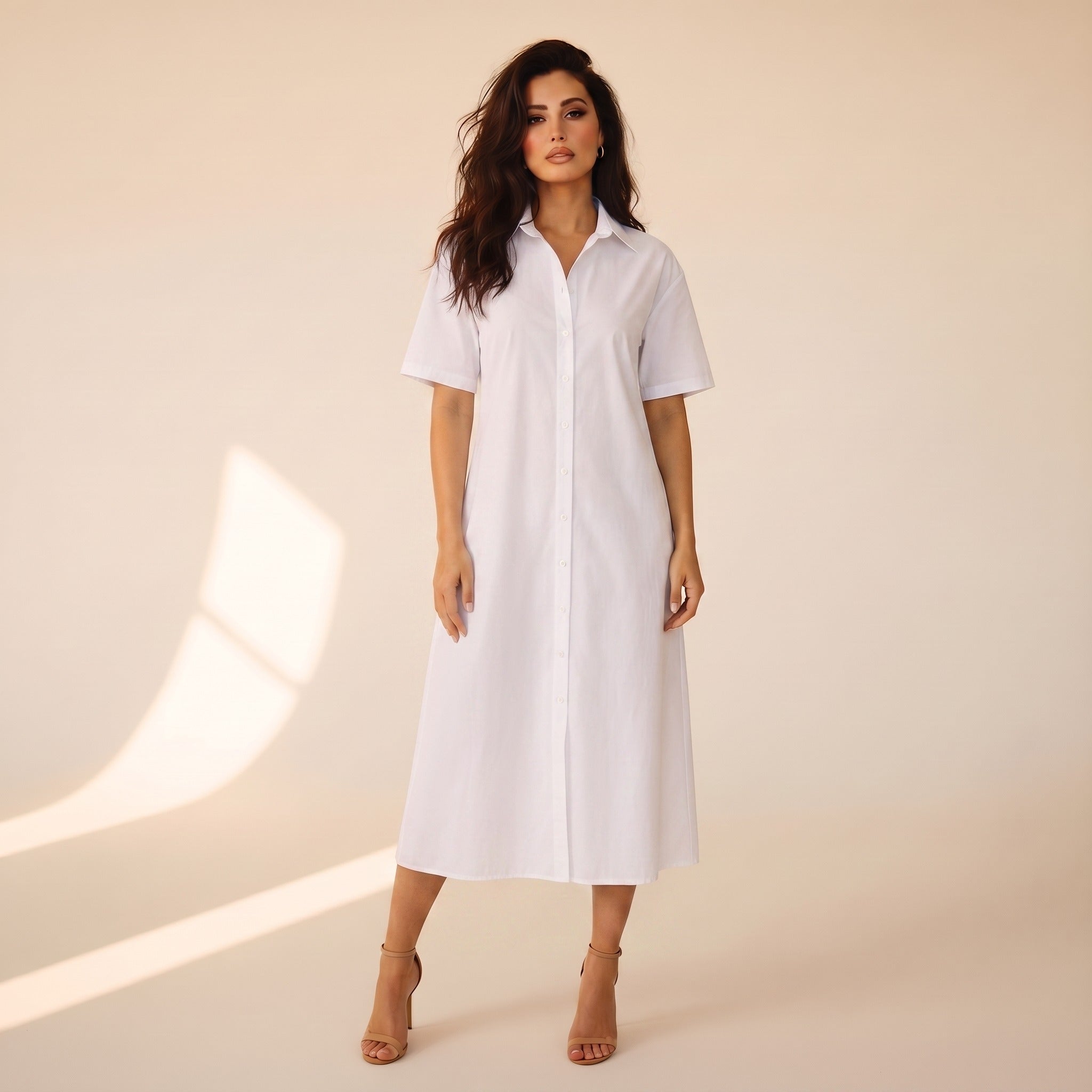 Cosima | Women's Poplin Shirt Dress - White
