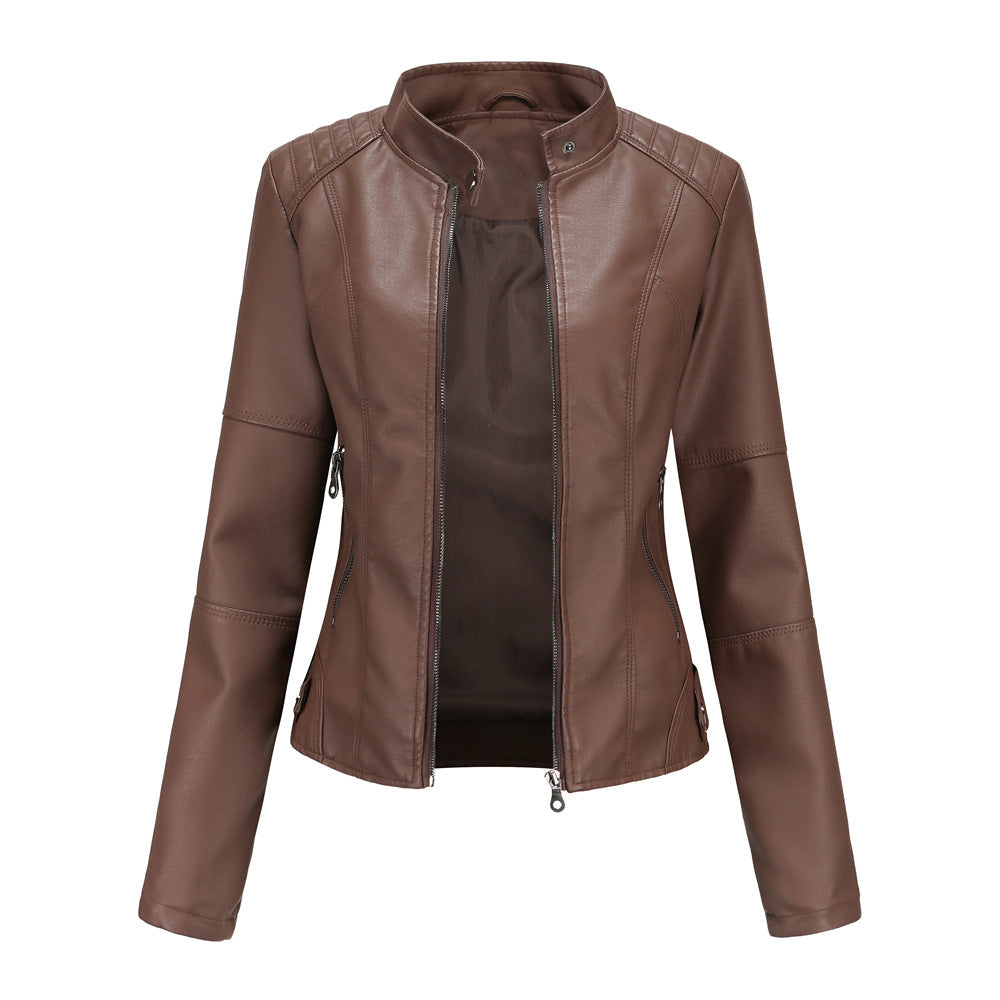 Collarless Biker Jacket