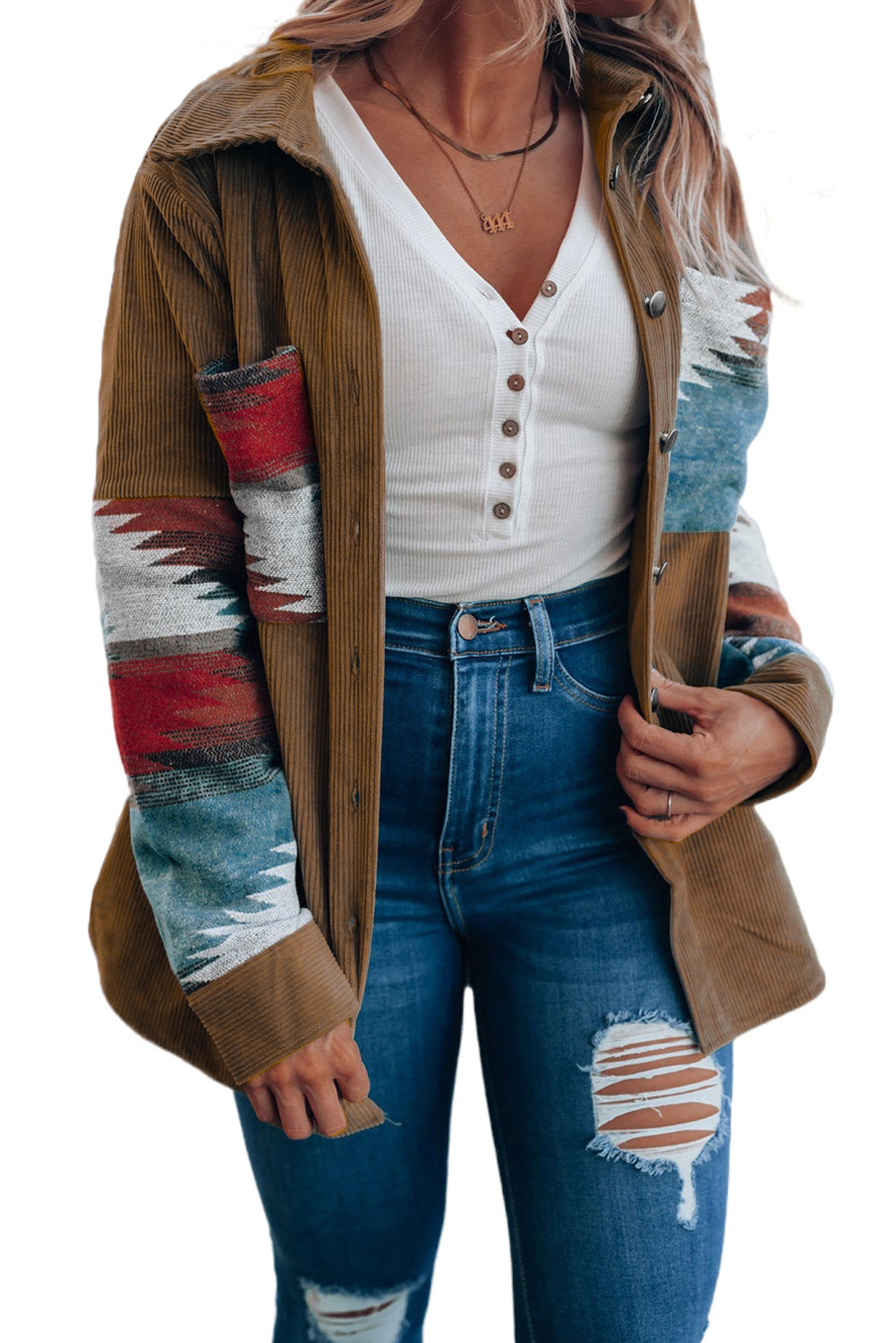 Aztec-Inspired Corduroy Jacket