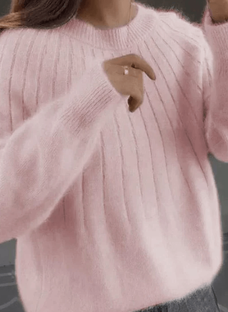 Ribbed Crew Neck Sweater for Women