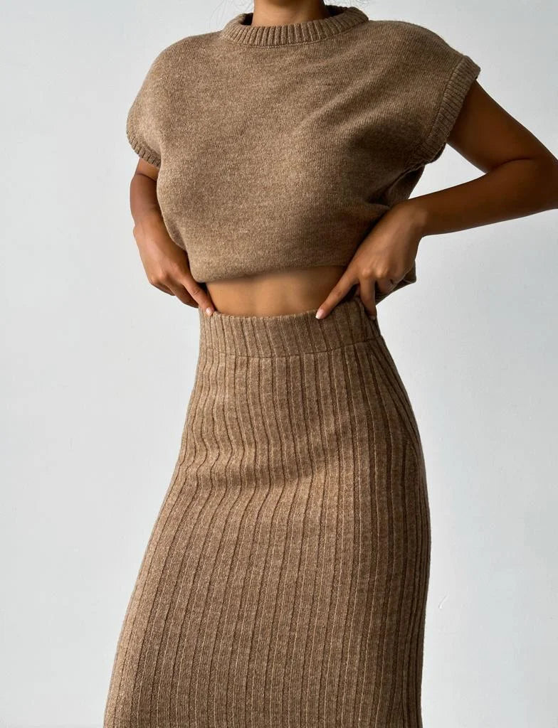Sleeveless Ribbed Knit Top for Women