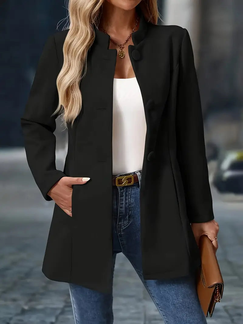 Button Front A-Line Coat for Women